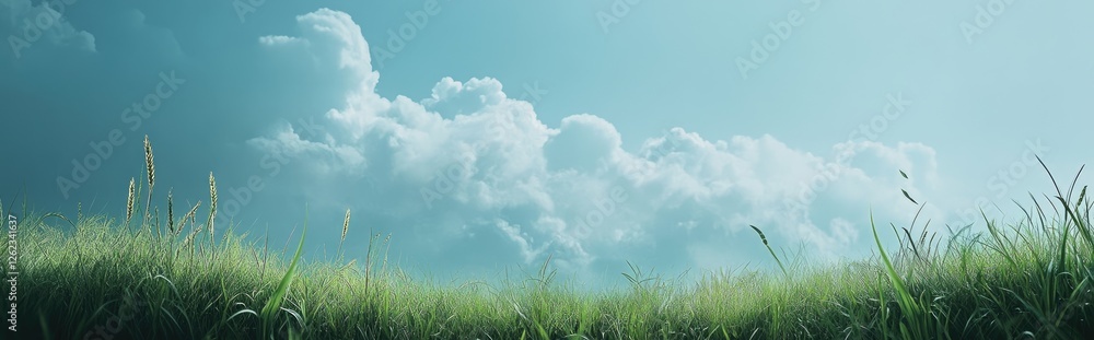 Peaceful grassy field under a cloudy sky Peaceful grassy field under a cloudy sky