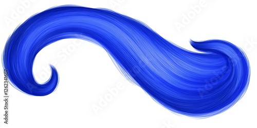 Abstract blue hair swirl design, isolated, white background, graphic element
