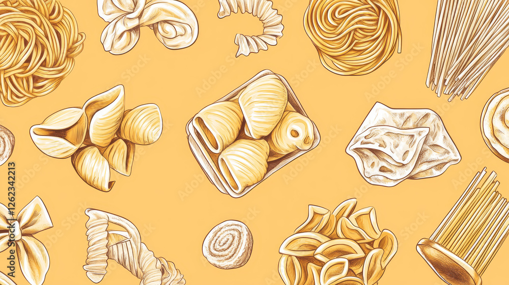 Pasta food of italian spaghetti and macaroni sketch banner set. Fusilli, farfalle and noodle, tagliatelle, conchiglie and rigatoni, fettuccine, lasagna and orzo poster for restaurant menu cover design Pasta food of italian spaghetti and macaroni sketch banner set. Fusilli, farfalle and noodle, tagliatelle, conchiglie and rigatoni, fettuccine, lasagna and orzo poster for restaurant menu cover design