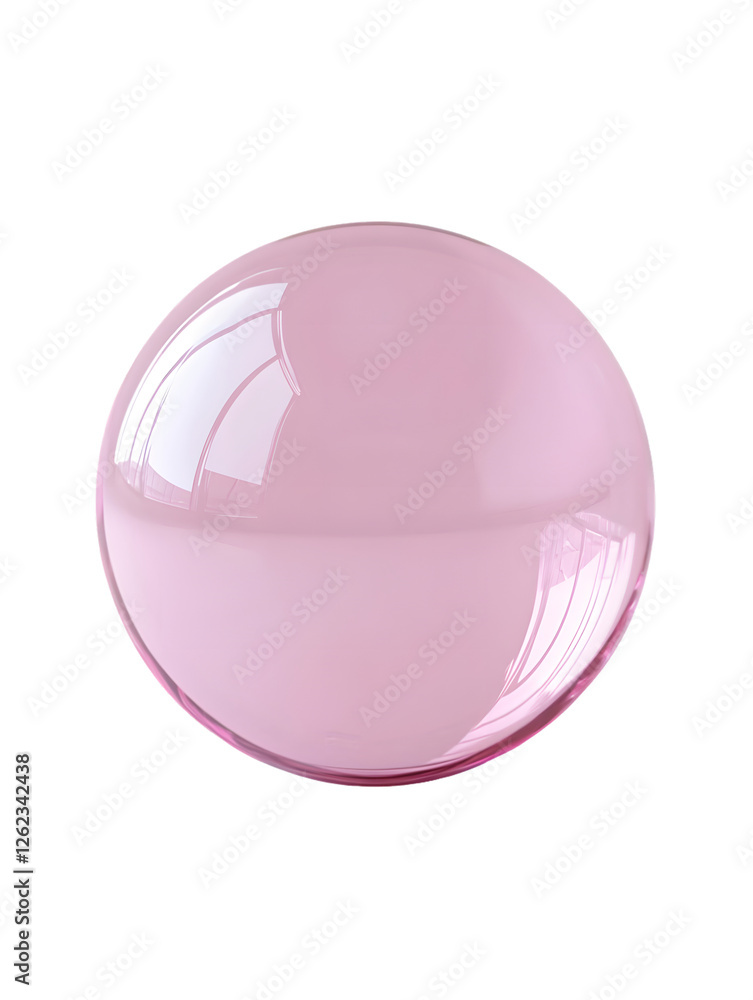 Pink sphere with subtle highlights and reflections against a transparent background Pink sphere with subtle highlights and reflections against a transparent background