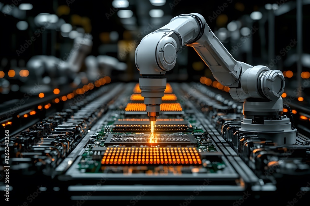 Naklejka premium Industrial Automation in Electronics Manufacturing for Enhanced Precision and Efficiency