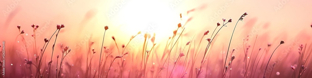 Delicate Wildflowers in Ethereal Glow, Creating a Dreamy Pastel Peach Watercolor Background Delicate Wildflowers in Ethereal Glow, Creating a Dreamy Pastel Peach Watercolor Background