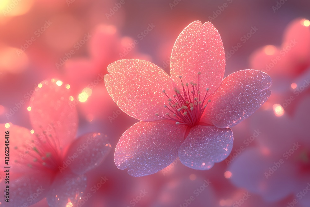 Fototapeta premium Spring Blossom Close-Up with Dew-Drenched Petals for Nature and Floral Design