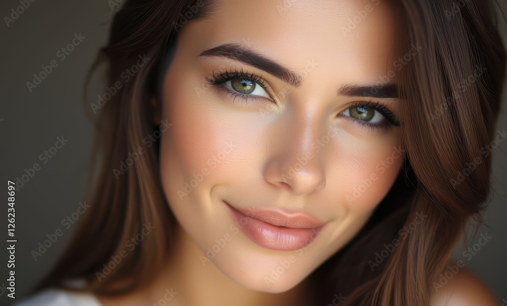 Portrait of a young woman smiling softly Portrait of a young woman smiling softly