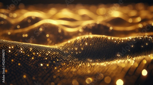 Stunning view of a golden cosmic dust cloud in the depths of outer space
