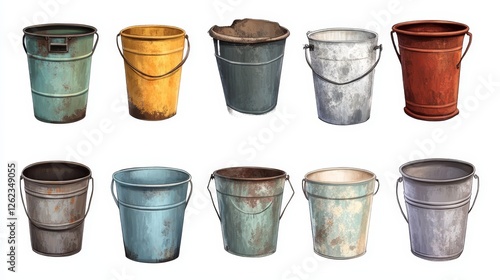 Bucket icon collection on white background