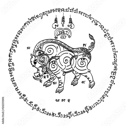 Copper Pig Yantra. The meaning of Thai texts arei abundance, success, loving-kindness (popularity), and protection from danger.