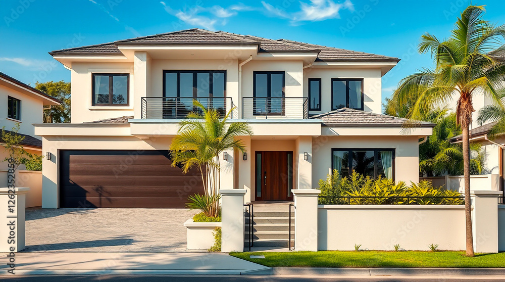 Fototapeta premium Newly Constructed House with Modern Architecture – Generative AI