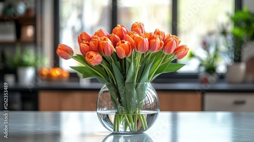 Wallpaper Mural White tulips arranged in a glass vase on a table, illuminated by soft morning light indoors Torontodigital.ca