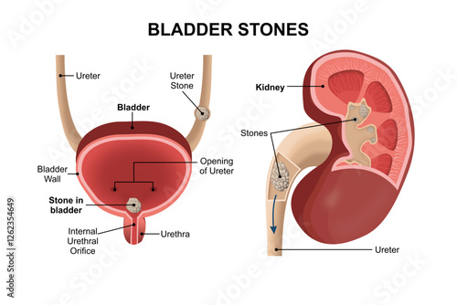 Bladder and Kidney Stone Illustration