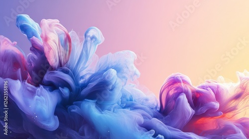 Colorful ink clouds swirl together in a mesmerizing display of pink and blue ...