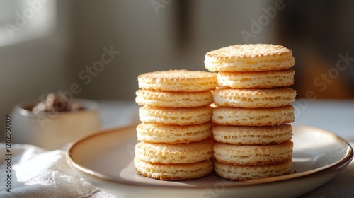 Wallpaper Mural Flaky golden pastries arranged on a plate with fresh herbs beside them Torontodigital.ca