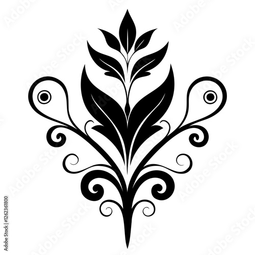 High-Quality Floral Design Silhouette Vector Isolated Black and White Botanical Art