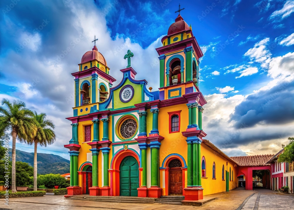 Fototapeta premium Our Lady of the Rosary Church in El Retiro, Antioquia, Colombia