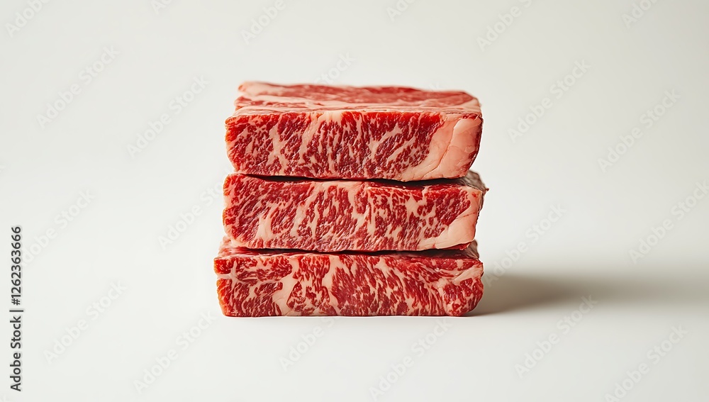 custom made wallpaper toronto digitala close-up of finely marbled wagyu beef cubes- stacked in a neat arrangement- showcasing the delicate texture and premium quality of this gourmet ingredient on a light surface