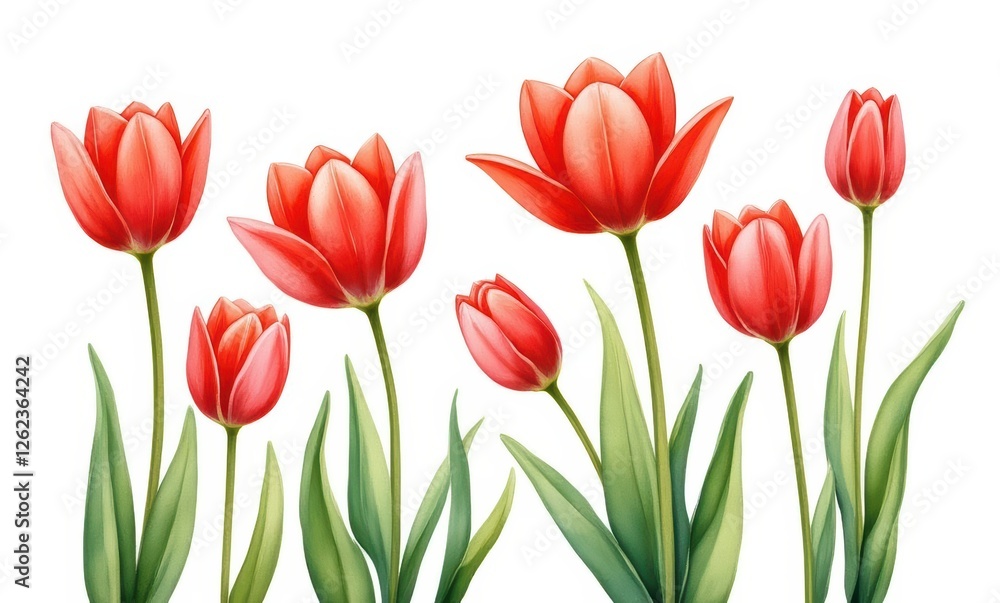 Vibrant red tulips in full bloom Vibrant red tulips in full bloom
