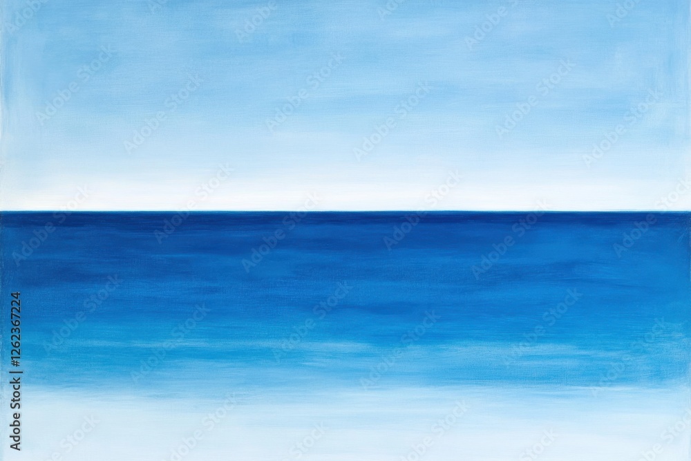 Fototapeta premium A serene seascape featuring a clear blue sky and calm ocean waters, blending in harmonious shades of blue.