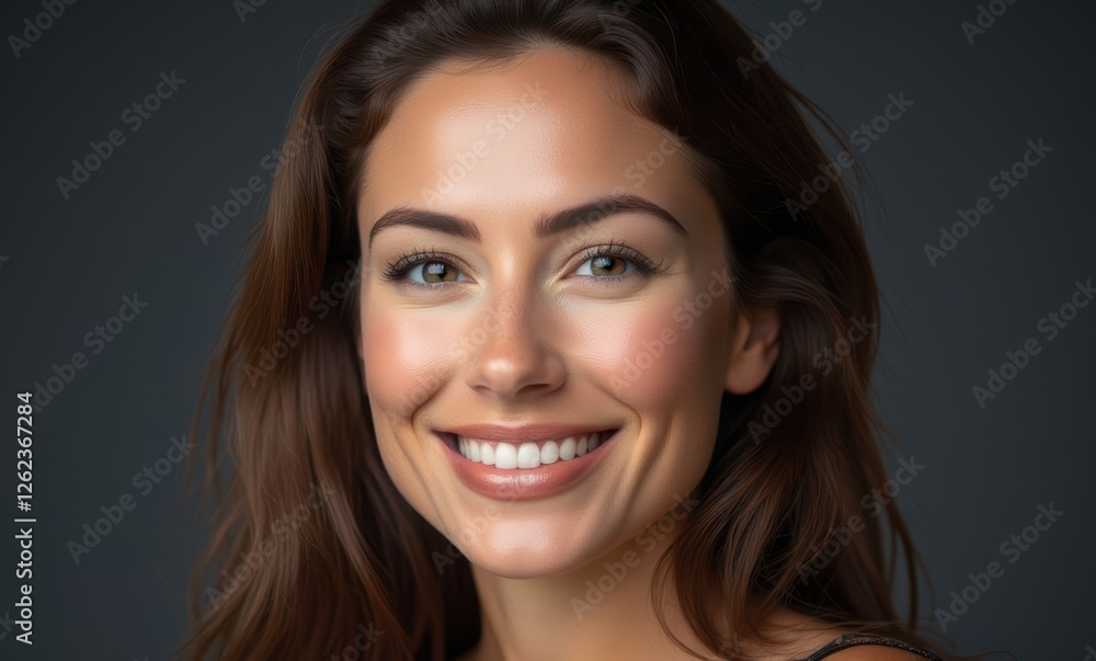 Smiling young woman with brown hair Smiling young woman with brown hair