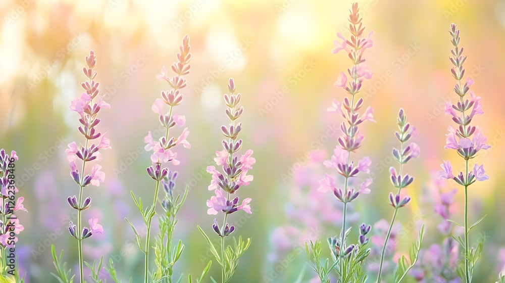 Pastel Pink and Lavender Flowers with Soft Bokeh and Glow Effects Pastel Pink and Lavender Flowers with Soft Bokeh and Glow Effects