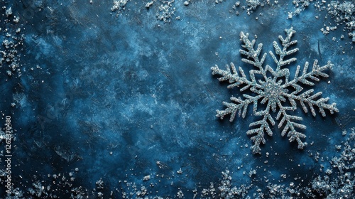 Beautiful intricate snowflake sparkling in a winter wonderland background