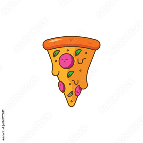  Cute Cartoon Pizza Slice Illustration
