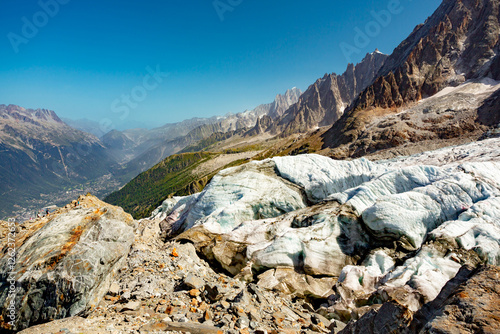 La Jonction hiking trail in Chamonix Mont Blanc, France.
Bossons and Taconnaz glaciers photo