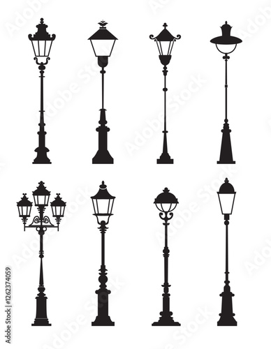 Antique Street Lamps Collection vector