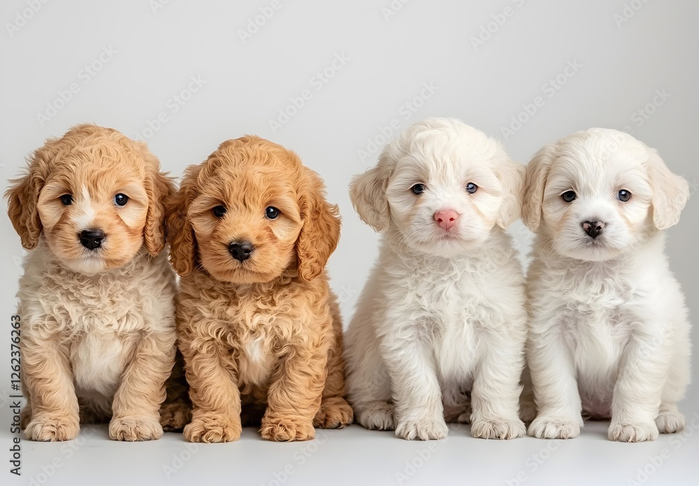 Adorable Puppies Posing Together with Fluffy Fur and Bright Eyes Adorable Puppies Posing Together with Fluffy Fur and Bright Eyes