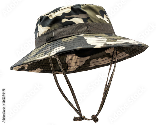 Photography camouflage hiking hat with wide brim for sun protection, ideal for outdoor adventures
