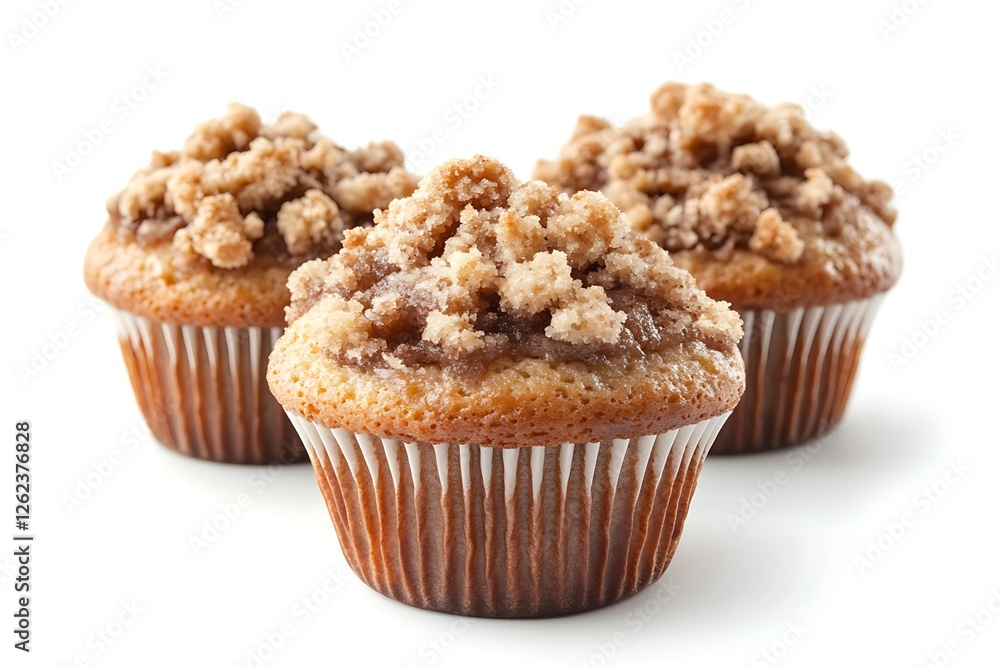 3D Style Bakery Muffins with Streusel Topping Golden and Fluffy 3D Style Bakery Muffins with Streusel Topping Golden and Fluffy