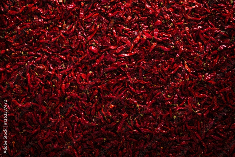 Fototapeta premium Abundance of red chili peppers filling frame. AI image