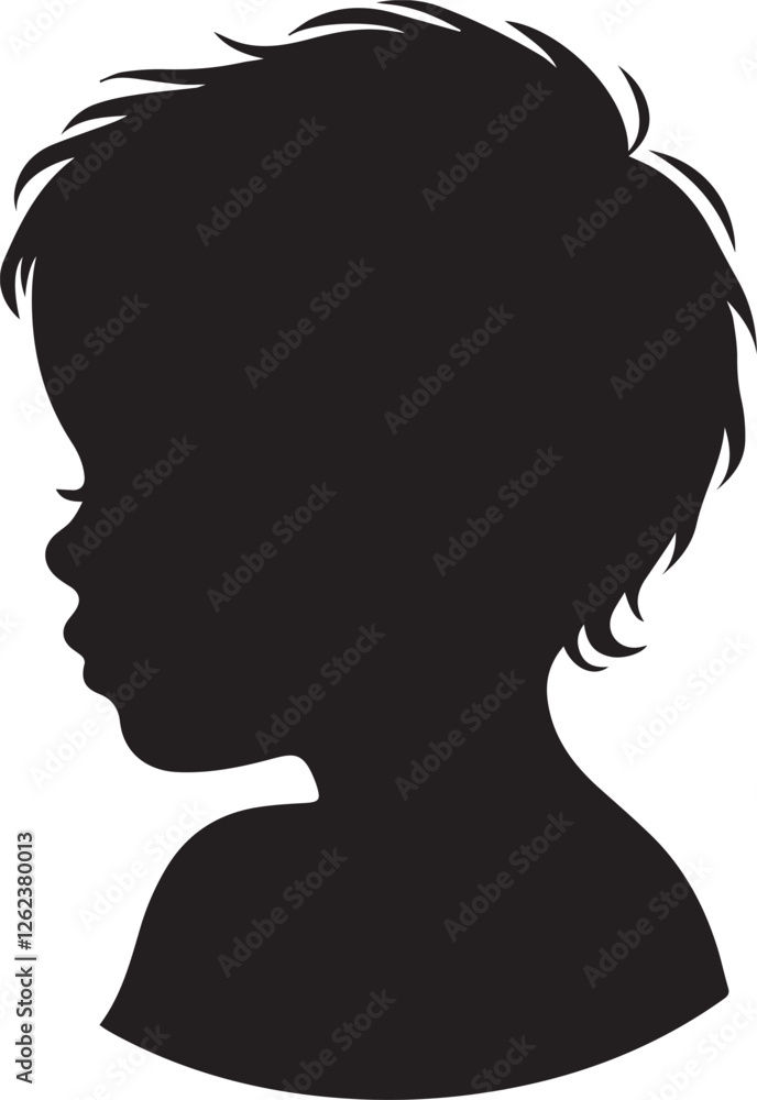 Silhouette of a Person with Short Hair - Vector Illustration Silhouette of a Person with Short Hair - Vector Illustration