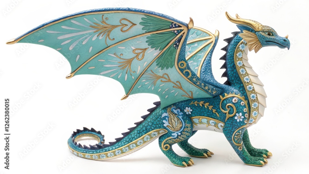 Fototapeta premium Ceramic Dragon on a white background