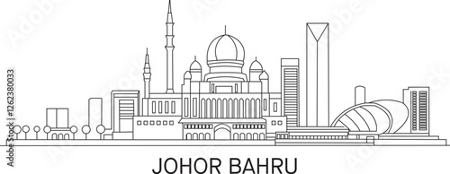 Foto Johor Bahru City Line Draw Simple Minimalist