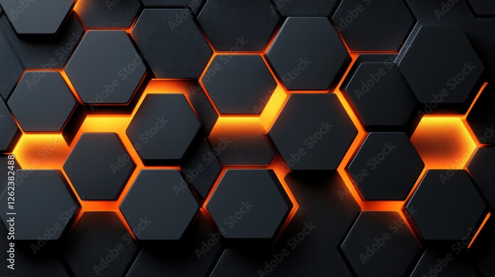 Futuristic geometric pattern with blue and orange mosaic tiles in a tessellated composition. Futuristic geometric pattern with blue and orange mosaic tiles in a tessellated composition.
