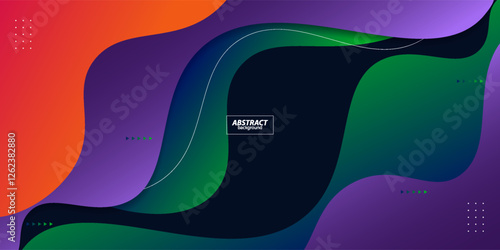 Modern abstract 3D background with green, orange and purple wave design. Vector Eps10