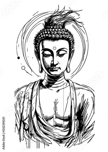 Buddha Line Art – Meditative Spiritual Sketch