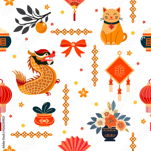 Pattern Chinese New Year Asian Tradition Oriental