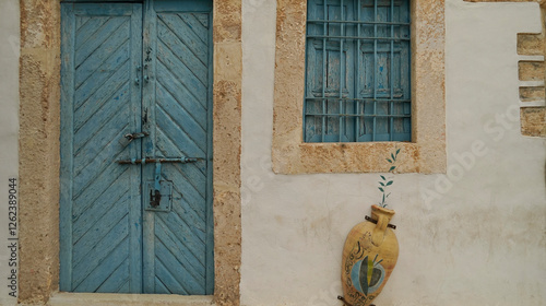 Il pittoresco villaggio di Hara Sghira Er Riadh al centro dell'isola di Djerba, sede del progetto artistico Djerbahood che lo ha trasformato in una galleria d'arte a cielo aperto grazie alle centinaia photo