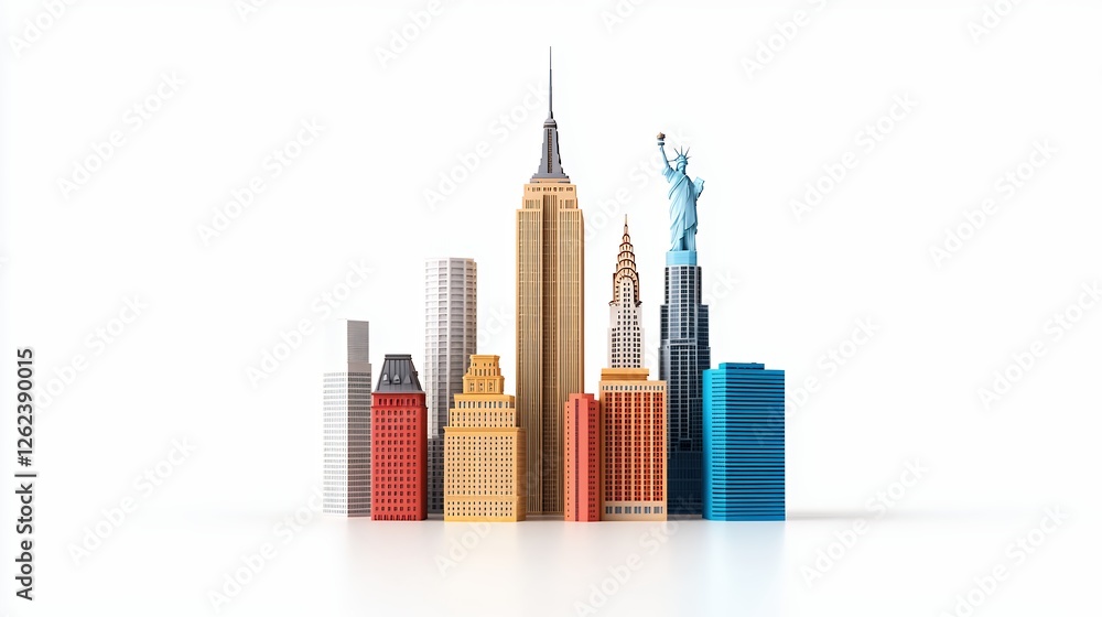 Obraz premium Colorful Pixelated Miniature New York City Skyline