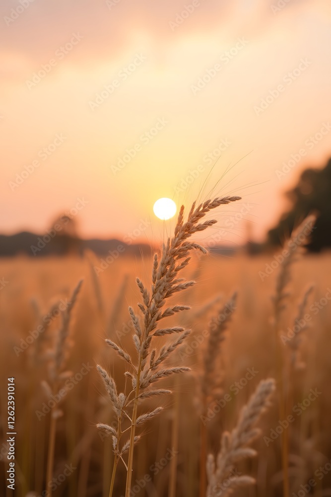 Fototapeta premium wheat field at sunset