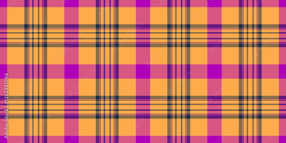 Fototapeta premium Show textile seamless texture, suit pattern background fabric. Creation check tartan plaid vector in orange and pink colors.