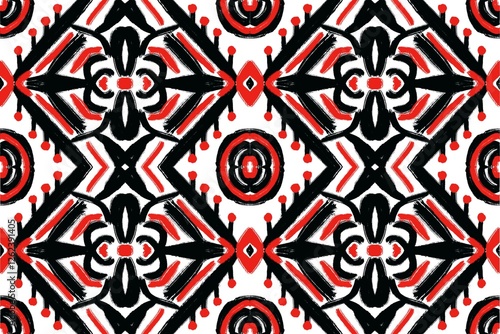 red and black seamless pattern Local background fabric pattern, old era, Indian style.