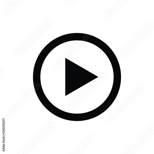 play button icon vector. music or media player symbol in black outline 