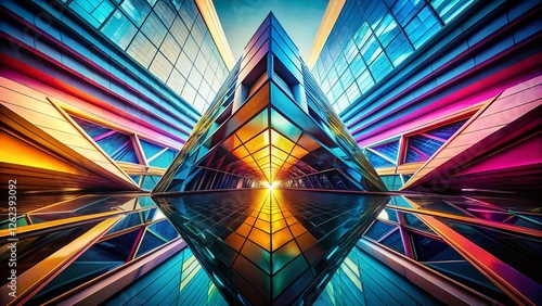 Panoramic Abstract Geometric Grid: Bold Angular Lines, Sharp Edges, Clean Design photo