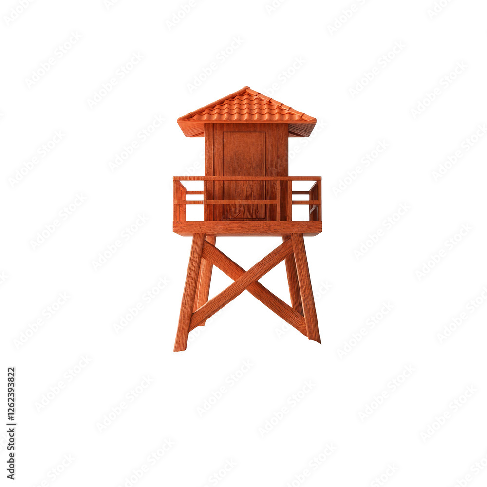 A rustic wooden lookout tower with a triangular roof and balcony. transparent background A rustic wooden lookout tower with a triangular roof and balcony. transparent background