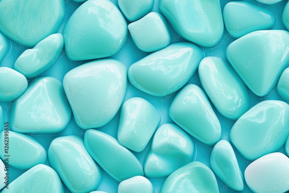 Seamless Amazonite smooth, glossy turquoise stones arranged closely together, creating a visually appealing texture and pattern. Seamless Amazonite smooth, glossy turquoise stones arranged closely together, creating a visually appealing texture and pattern.