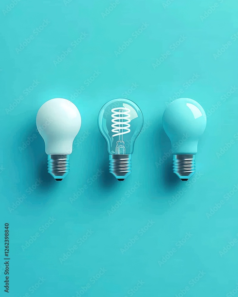 energy-saving light bulb and other ordinary bulbs on blue background. innovation and energy efficiency. eco-friendly lamp design energy-saving light bulb and other ordinary bulbs on blue background. innovation and energy efficiency. eco-friendly lamp design