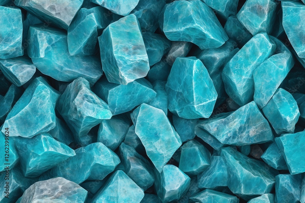 Seamless Amazonite pile of turquoise-colored stones, showcasing their rough texture and natural patterns. The stones vary in size and shape, creating a visually appealing arrangement. Seamless Amazonite pile of turquoise-colored stones, showcasing their rough texture and natural patterns. The stones vary in size and shape, creating a visually appealing arrangement.