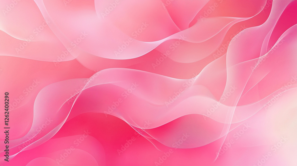 Fototapeta premium This vibrant image features flowing pink waves and soft curves that create a serene and calming atmosphere, embodying tranquility and warmth in design.